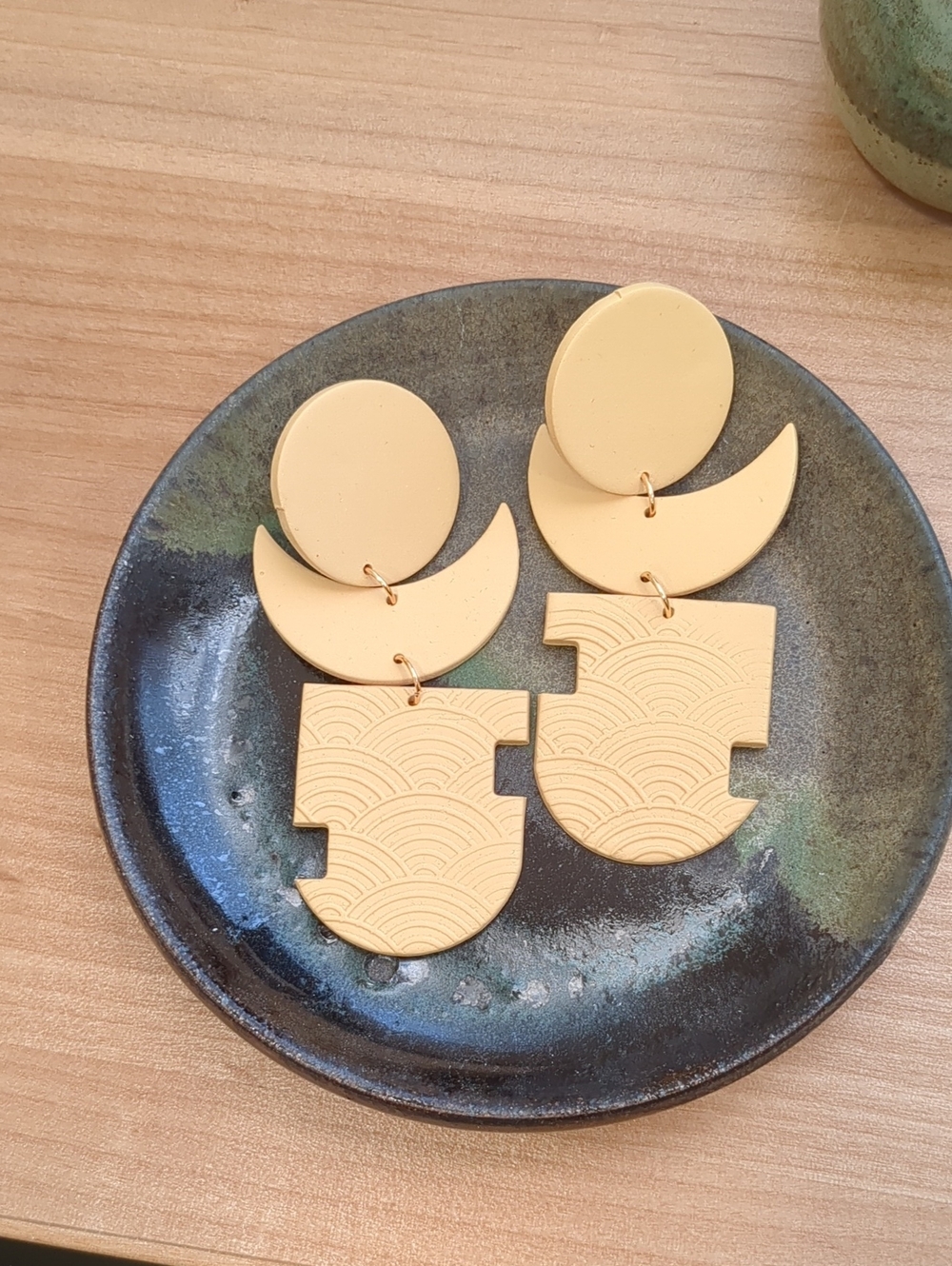 Butter Yellow Abstract Polymer Earrings